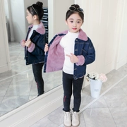 Cô gái cộng với áo khoác denim nhung dày ở trẻ em lớn và áo khoác bé gái nước ngoài 2019 xuân hè mới