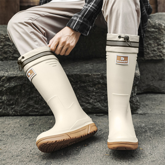 Deutsche High-Top-Regenstiefel Herrenmode 2025 neue mittelhohe Küchenarbeitsüberschuhe rutschfeste wasserdichte Autowasch-Regenstiefel