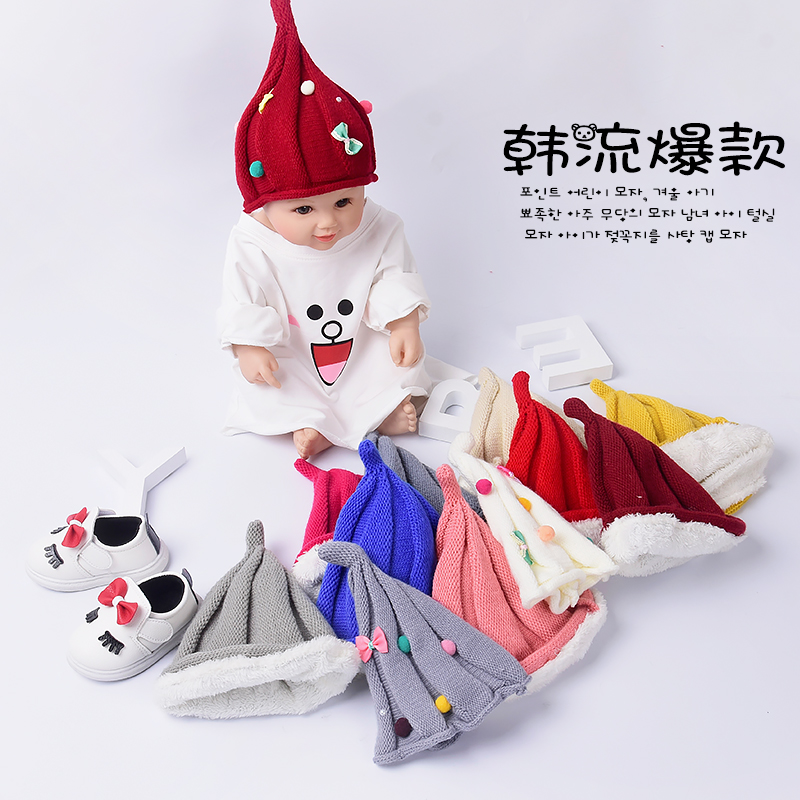 Baby hat autumn winter infant ear hair wool cord hat newborn baby Winter pure cotton pumpkin hat 0-2-4 years old