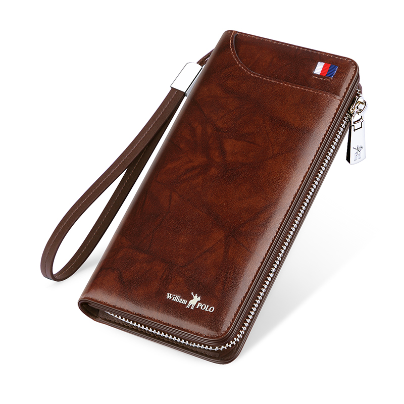 Emperor Ralph Lauren polo wallet men's long version leather men's casual zipper men's bag wallet multi-card handbag men's tide brand wallet
