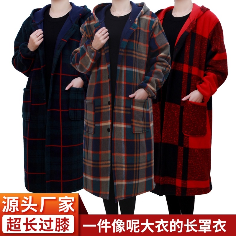 Crystal suede hood female large man Coral Suede Jacket Cotton Padded Jacket Hood Apron skirt Mama Kitchen Work Clothes Winter