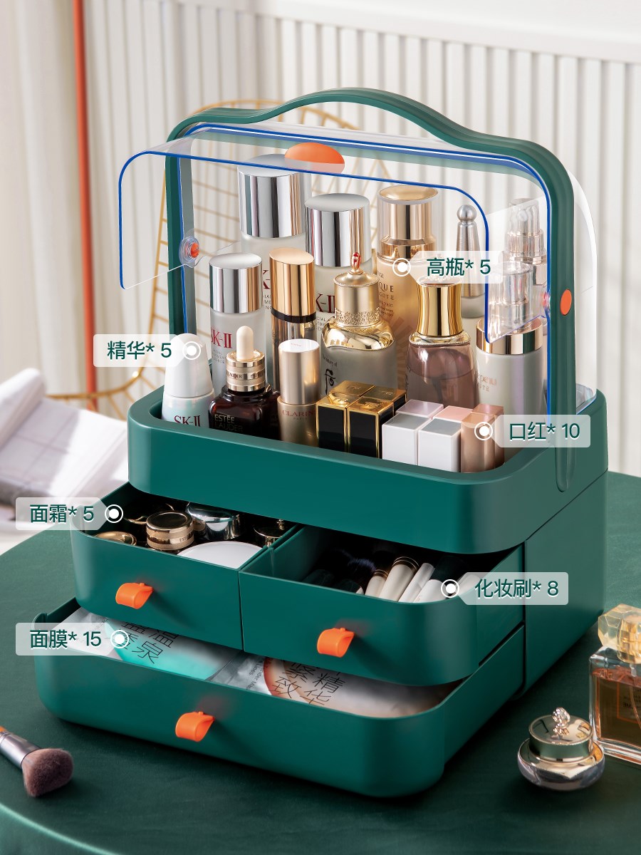 Net Red Cosmetics Containing Box Dorm Desktop Dust-Proof Minimalist Home Finishing Box Makeup Desk Skin Care Products Shelf