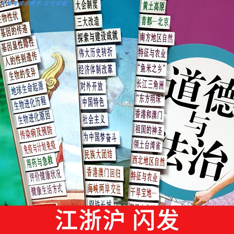 People's Education Edition Junior High School Examination Small Section Political History Geography Biology Quick Check Catalog Label Outline Sticker Open Book