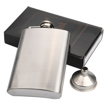 Mens portable outdoor portable narrow version 4 oz stainless steel hip flask with small funnel 91g