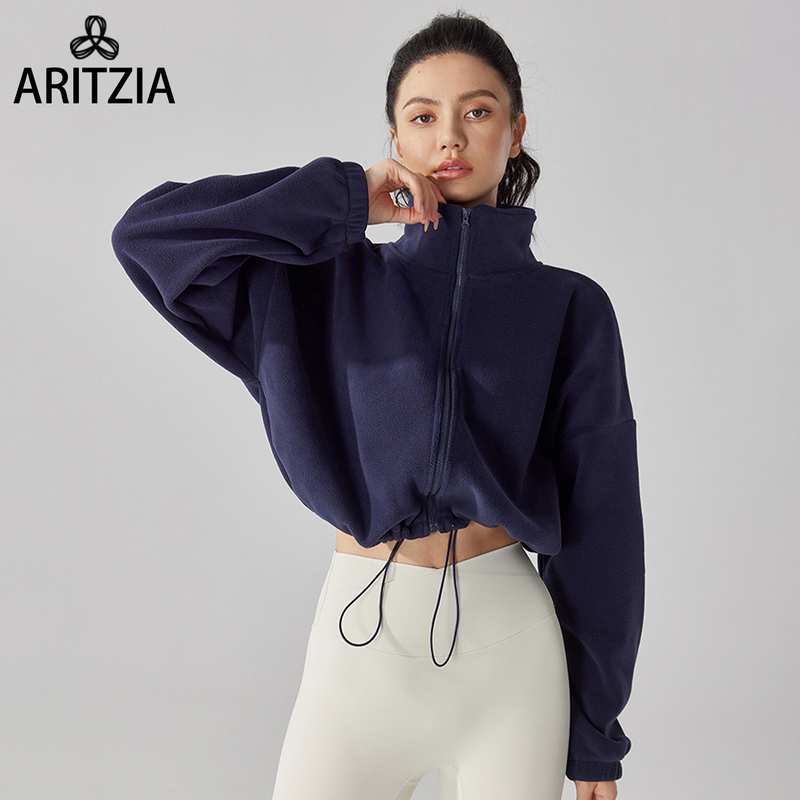 Aritzia Yoga Jacket for Women Tna Autumn and Winter Fleece-Lined Thickened Windproof Fleece Loose Casual Sports Top