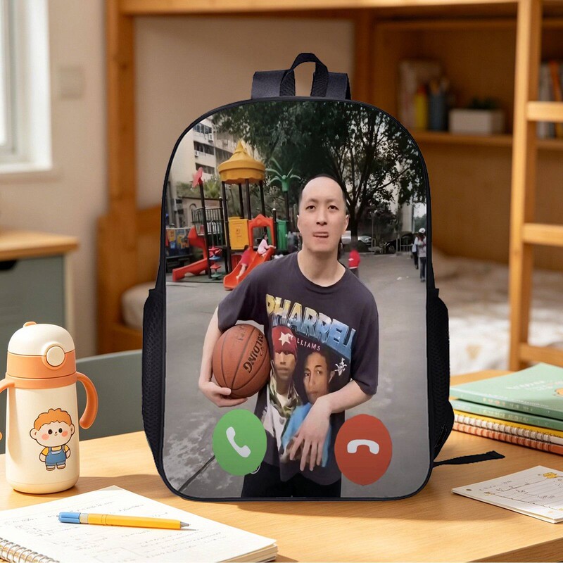 Rapper Asen's Fun Printed Large-Capacity Backpack for Travel and School, Versatile and Adaptable School Bag
