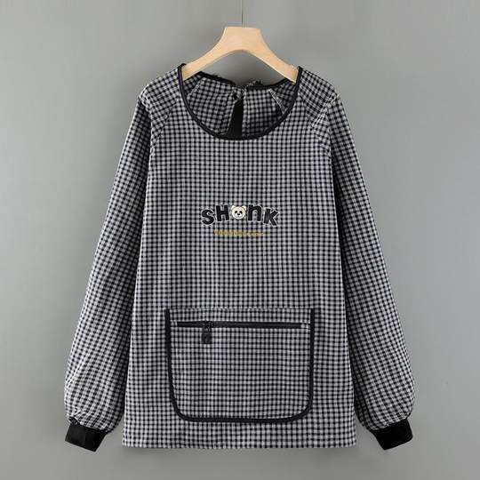 Plus-Size Short Cotton Apron for Women, Breathable, Anti-Stain, Long-Sleeved, Suitable for Home Kitchen Use, Work, and New Style