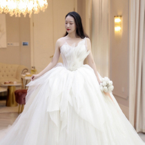 (Swan)Dream new autumn main wedding dress European-style tail bandeau irregular luxury fairy skirt puffy