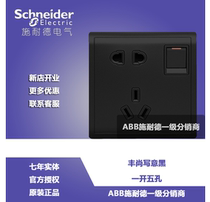 Schneider switch socket panel Fengshang freehand black five-hole one open five-hole with switch socket panel Fengshang