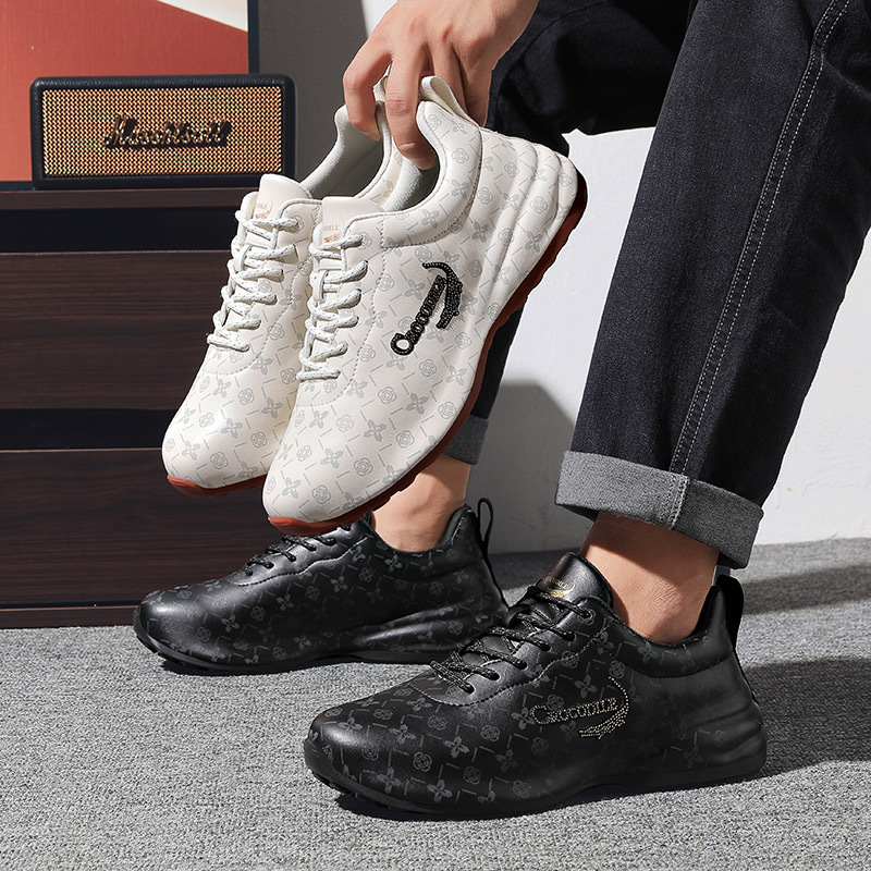 Crocodile Autumn and Winter New Style Guigest Soft Leather Height-Increasing Lightweight Non-Slip Sports Casual Shoes with Diamonds