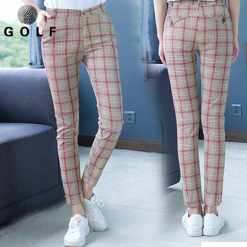 Golf women's pants trousers slim stretch breathable autumn and winter plaid pants golf golf pants women