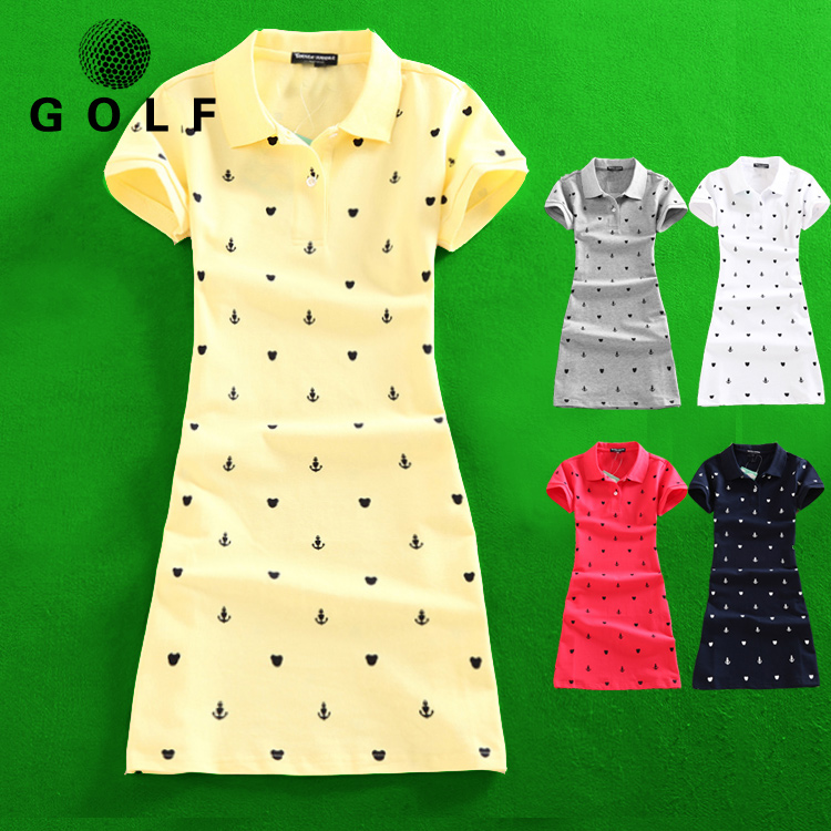 Golf dress women 19 summer short sleeve dress golf ball dress long skirt breathable stretch sports skirt