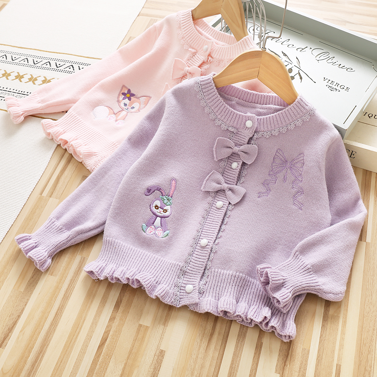 Girl sends children dress spring and autumn girls knitting sweater baby single-row sweater