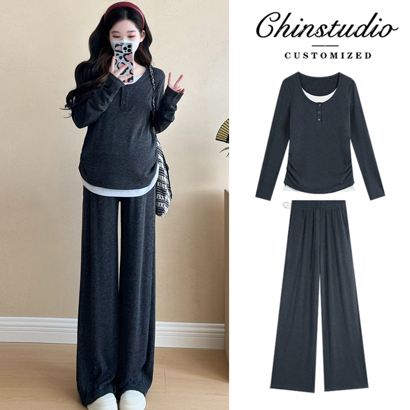 Maternity Spring Outfit 2026 New Style Lazy Chic Prenatal Check-Up Fashionable Trendy Clothes for Pregnant Moms High-End Spring