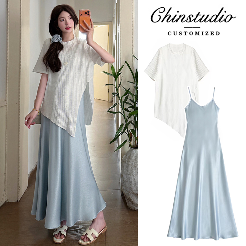 Maternity Wear Summer Suit 2026 New Long Skirt Elegant Two-Piece Dress That Doesn'T Show Pregnancy French Style Outfit for Pregnant Mothers Maternity Wear Summer Suit 2026 New Long Skirt Elegant Two-Piece Dress That Doesn'T Show Pregnancy French Style Outfit for Pregnant Mothers