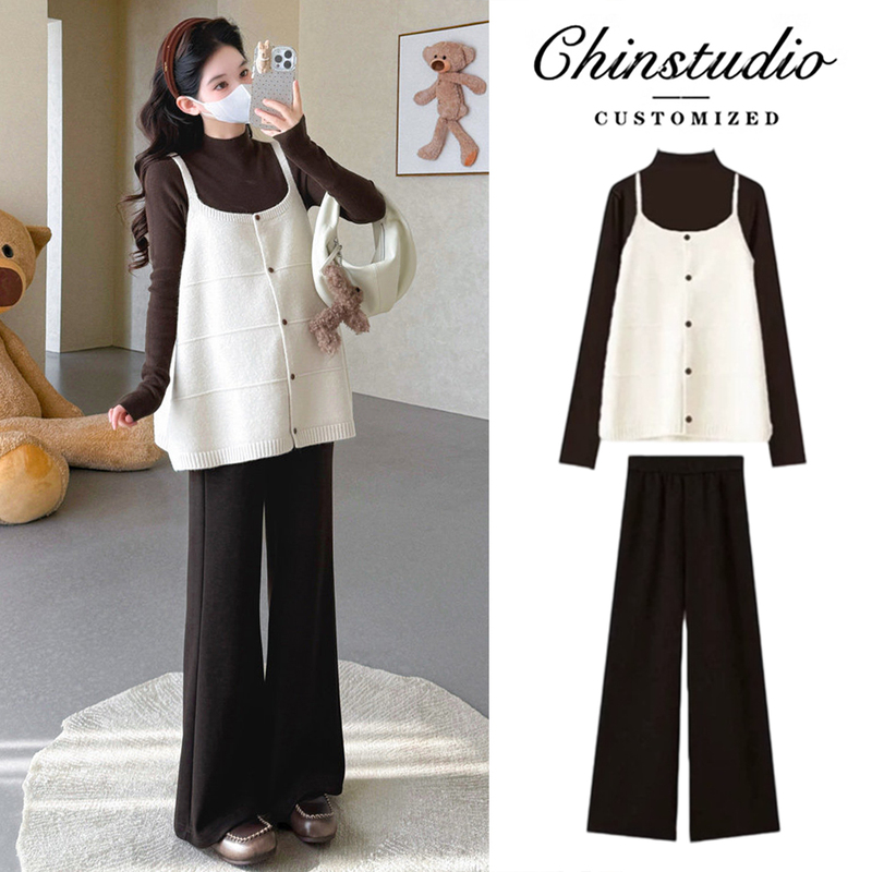 Trendy Maternity Wear for Autumn and Winter 2026, New Layered Top and Pants Set, French Style Outfit Trendy Maternity Wear for Autumn and Winter 2026, New Layered Top and Pants Set, French Style Outfit