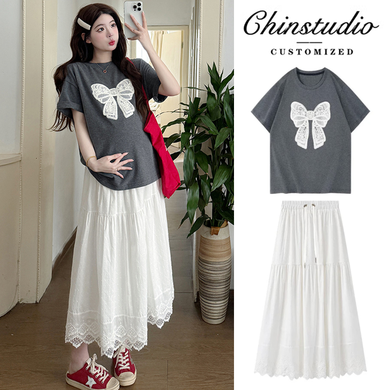 Maternity Summer Suit 2026 New Fashion Short-Sleeved T-Shirt Top and Skirt Casual Maternity High-End Outfit