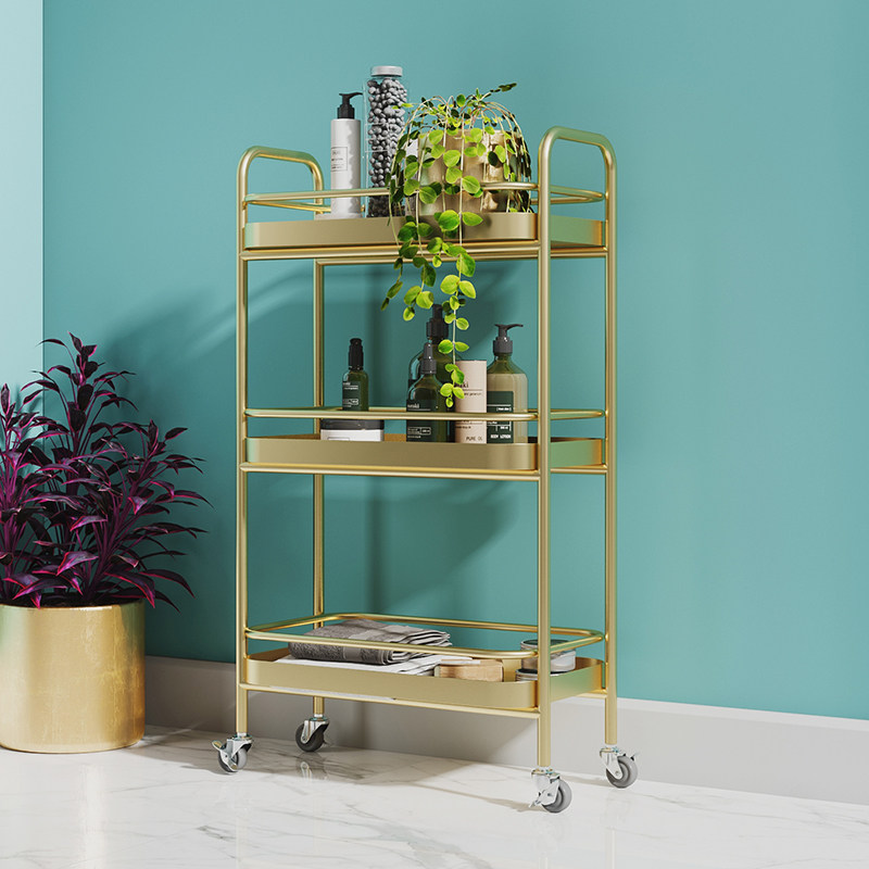 Beauty salon floor-to-ceiling trolley bedroom kitchen rack powder room multi-layer wheeled trolley bathroom shelf
