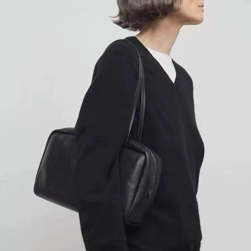 Star Jennie's Same Style Astra Bowling Bag, Lambskin Niche Genuine Leather, Simple and Light Luxury Shoulder Handbag