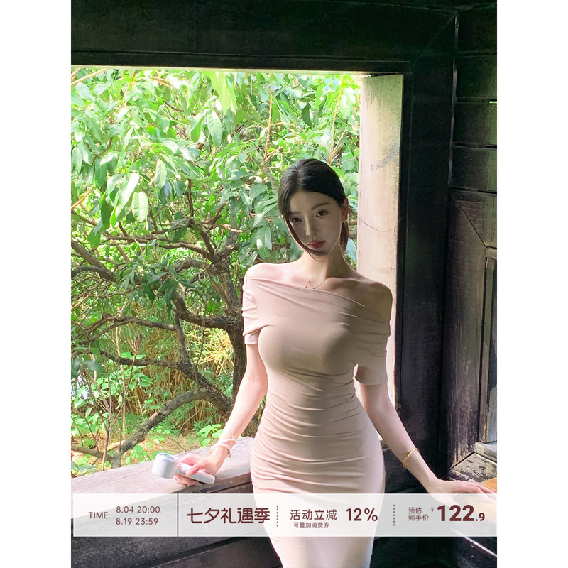【Farte Shop】Venus Dress Off-Shoulder Elegant Dress for Women Slim Fit Bodycon Fishtail Long Dress