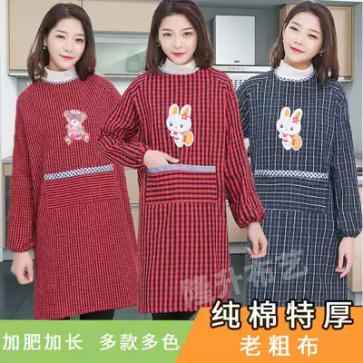 Pure cotton padded long sleeve back wear apron Korean fashion lengthy men and women adult oil-proof clothing overalls