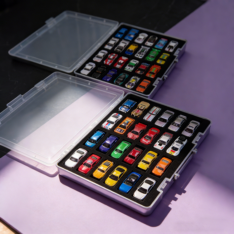 1:64 Scale Car Model Storage Box, 24 Slots, 60 Slots, Portable Suitcase, Colorful Collection, Organization, Display, and Storage
