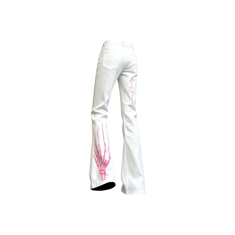 Tldv Cool Skull Hand Print High-End American High Street Cleanfit Everyday Jeans That Make You Look Taller and Slimmer