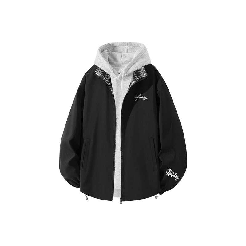Tldv American Retro Art Signature Letter Logo Stand Collar ins Style Zipper Simple Casual Jacket Coat
