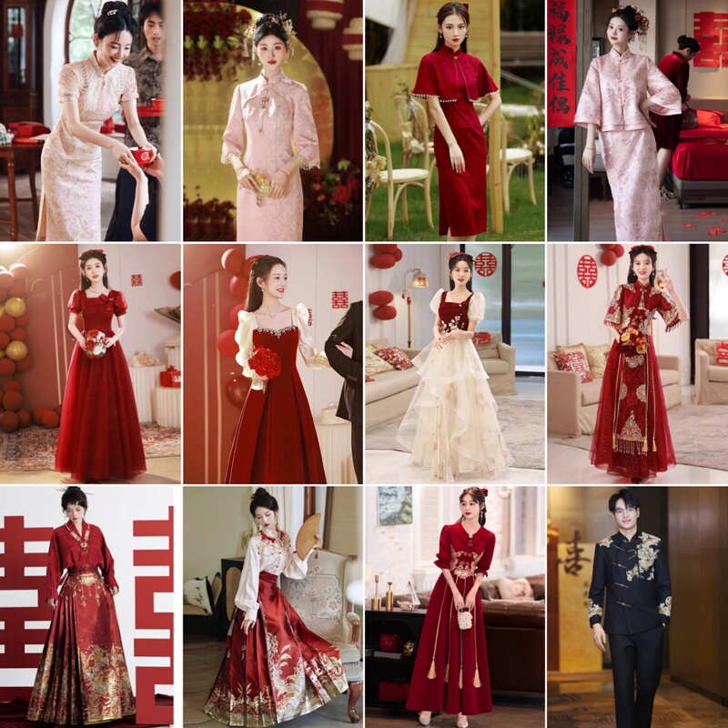 Rental of New Chinese-Style Engagement Dress, Burgundy Toast Dress, 2026 New Model Wedding Bride's Homecoming Dress for Petite Women Rental of New Chinese-Style Engagement Dress, Burgundy Toast Dress, 2026 New Model Wedding Bride's Homecoming Dress for Petite Women