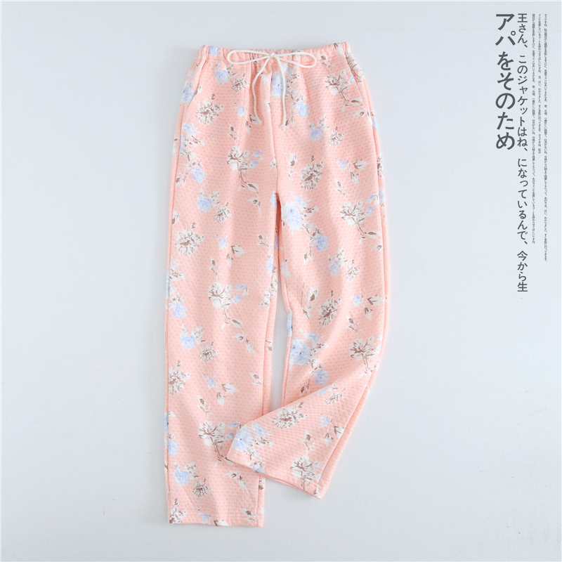 Mùa thu và mùa đông quần ngủ mới của phụ nữ quần ba lớp bông đan bằng vải cotton Nhật Bản quần short nam