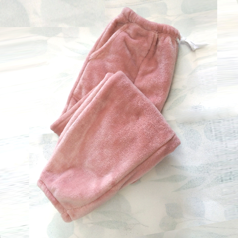 Cặp vợ chồng flannel đồ ngủ nam mùa thu đông dày phim hoạt hình đóng chân san hô fluffy quần nhà lỏng quần túi hộp nữ