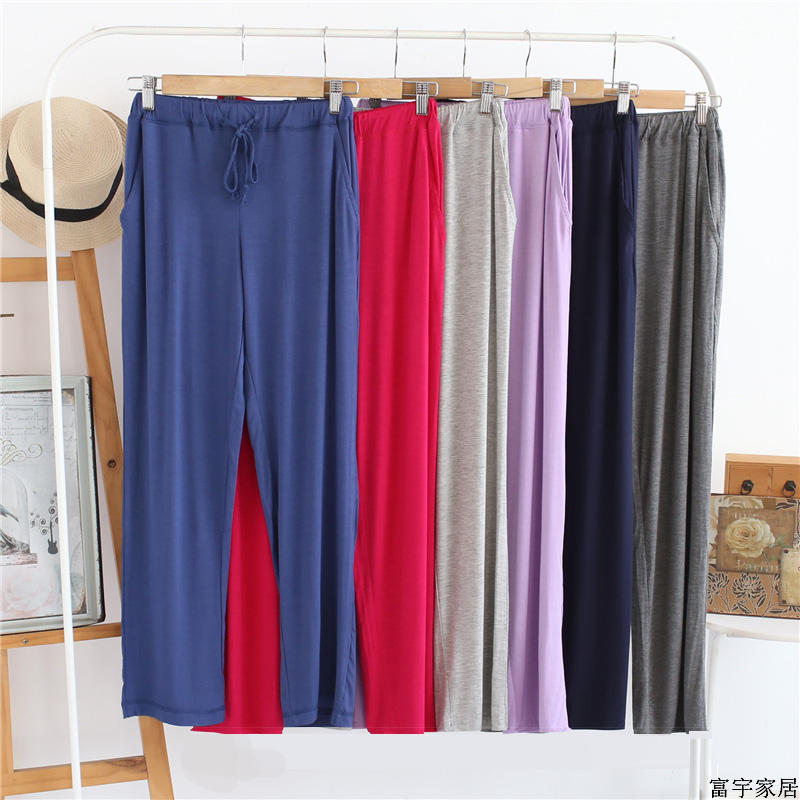 Mùa hè Pajama Quần Nhà Quần của Phụ Nữ Cotton Phương Thức Mỏng Giản Dị Lỏng Thoải Mái Stretch Kích Thước Lớn Thể Thao Quần Yoga