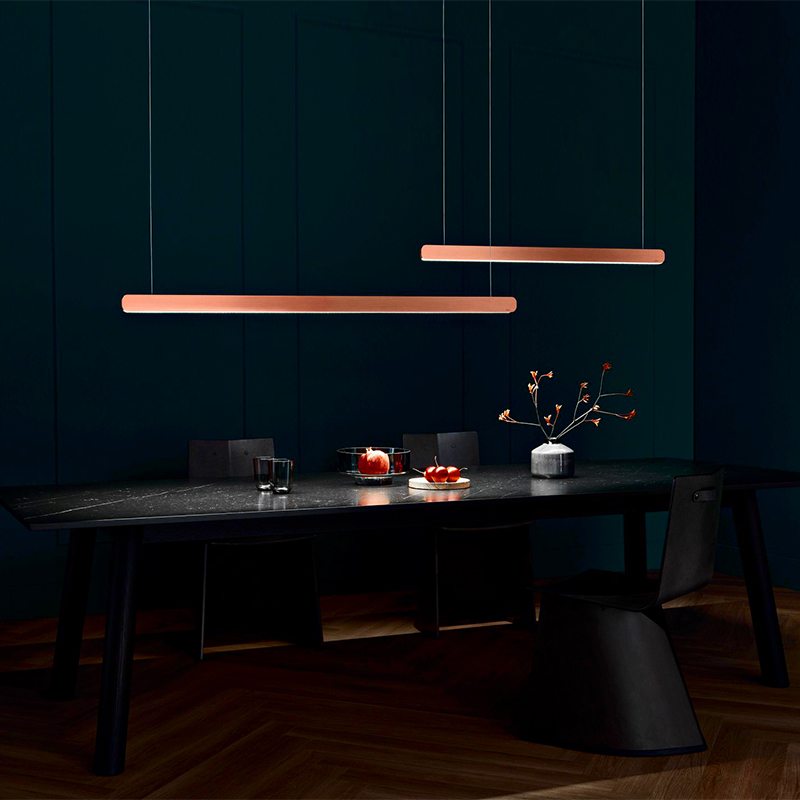 Nordic light luxury postmodern living and dining room bedroom bar gesture induction dimming color one-word strip can lift the chandelier