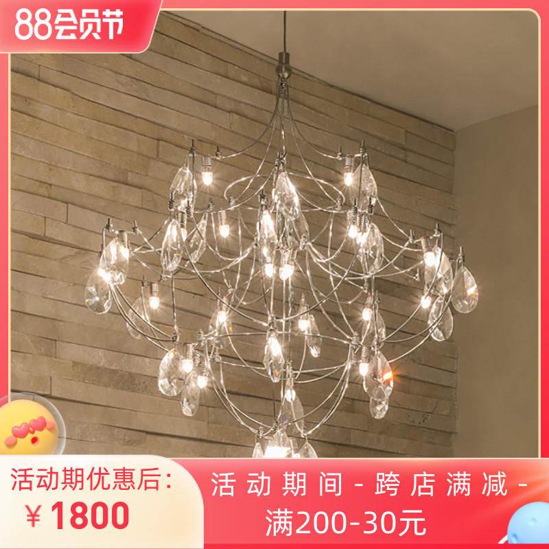 Nordic Duplex Crystal Light Luxury Lightroom Chandra Villa Stainless Steel Modern Firefly Restaurant Model Room Lighting Room Lighting