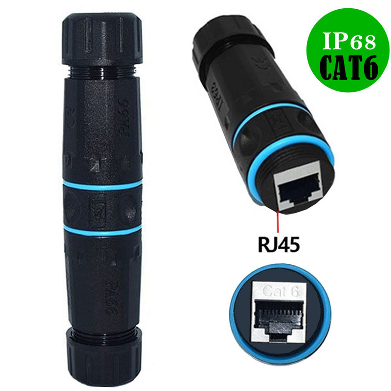 Ip68 Waterproof Rj45 Cat6 Gigabit Shielded Female to Female Waterproof Ethernet Connector Lan Connector