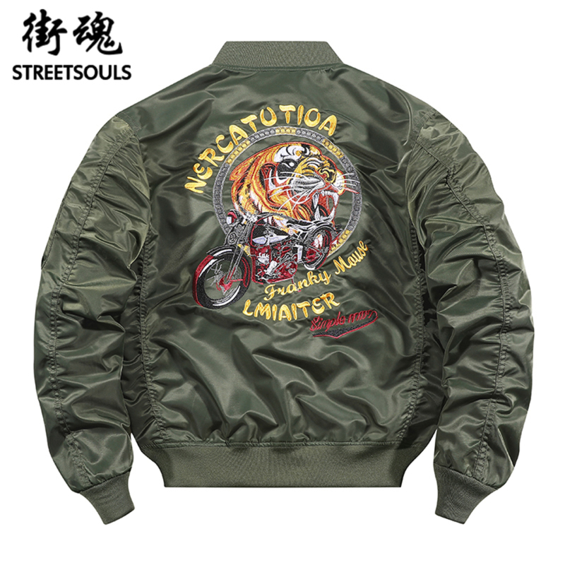 Men's Bomber Jacket Outdoor Spring and Autumn High-End Tiger Sports Ma1 Embroidered Baseball Jacket American Flying Tigers Coat Men's Bomber Jacket Outdoor Spring and Autumn High-End Tiger Sports Ma1 Embroidered Baseball Jacket American Flying Tigers Coat