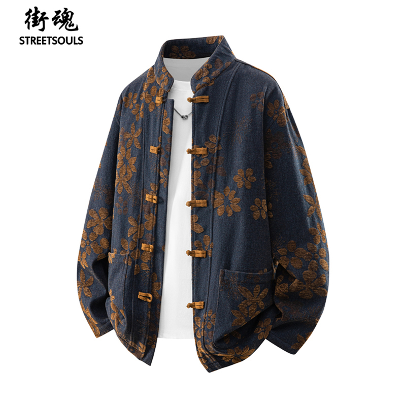 New Chinese-Style Jacquard Tang Suit, Spring and Autumn New National Trend Shirt-Style Jacket, Casual Retro Stand-Collar Hanfu New Chinese-Style Jacquard Tang Suit, Spring and Autumn New National Trend Shirt-Style Jacket, Casual Retro Stand-Collar Hanfu