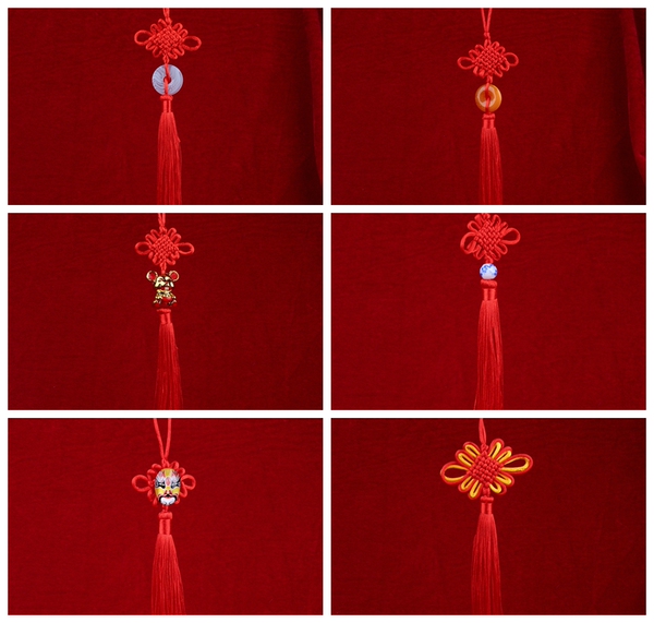 DIY Handmade Accessories Tassel Small Hanging Ornaments for Christmas, 8-Piece and 6-Piece Chinese Knot Small Pendants Semi-Finished Products