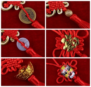 DIY Handmade Small Chinese Knot Tassel Pendant Red Festive Decoration 8 Pieces of Wealth Knots 6 Pieces of Peace Knots