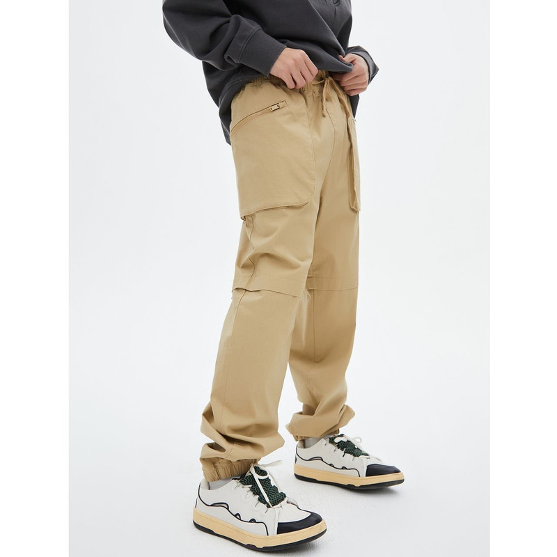 Spring and Autumn Meters Casual Pants for Men, Trendy Loose Fit with Elastic Waist, Three-Dimensional Pockets, Jogger Pants, Fashionable Cuffed Pants, Authentic Product