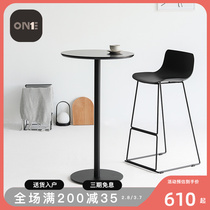 Bar Table Solid Nordic Europe Modern minimal outdoor living room Table Bar Table Cafe Net red high foot table