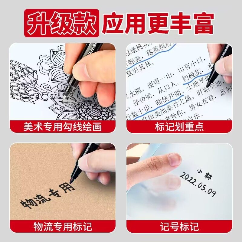 Deli Marker Pen, Small Double-Headed Oil-Based Liner Pen, Small Tip, Two Fine Tips, Marker Pen for Children's Drawing, Waterproof and Quick-Drying