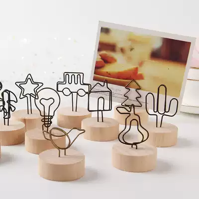 Retro wooden message clip post-it note clip seat Wrought iron photo clip Desktop post-it note clip Simple and fresh ornaments