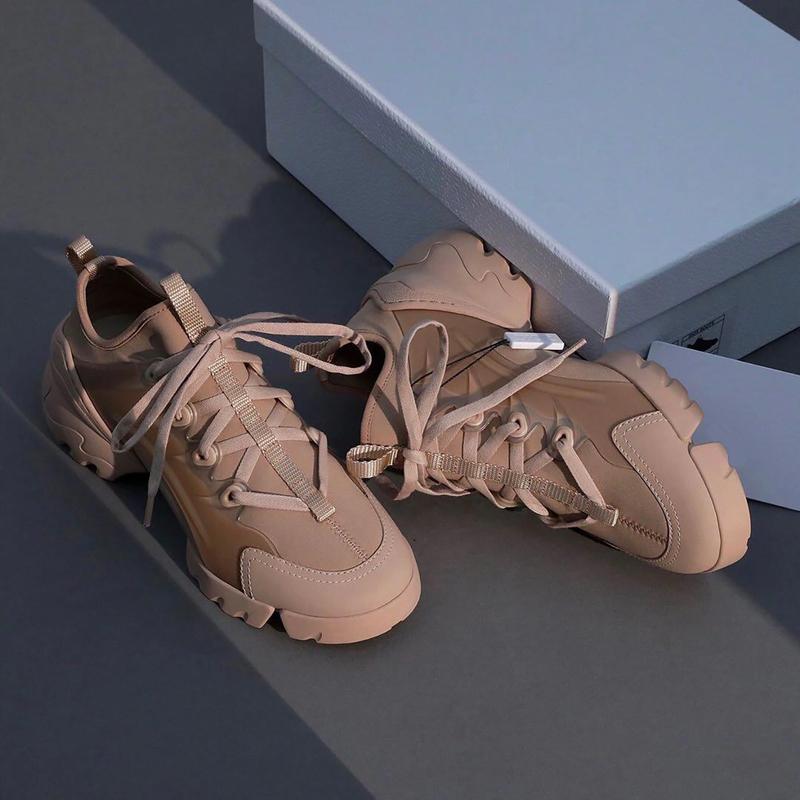【Top Luxury】Classic Return~ Thick-Soled Dad Shoes for Women, Genuine Leather Lace-Up Sneakers with Internal Height Increase, Breathable Casual Shoes