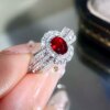 18K diamond inlaid natural unburned ruby ring, main stone 0.71 carat, elegant, noble, romantic and beautiful