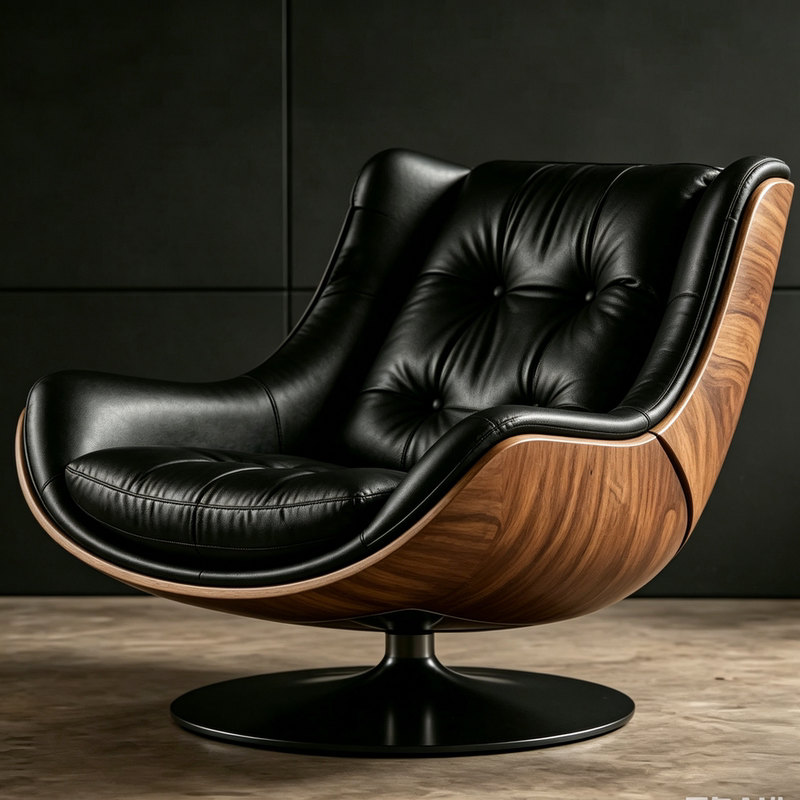 New Chinese-Style Walnut Wood Sofa Chair, Rotatable Living Room Lazy Sofa, Leisure Chair, Balcony Chair, Designer Swivel Chair New Chinese-Style Walnut Wood Sofa Chair, Rotatable Living Room Lazy Sofa, Leisure Chair, Balcony Chair, Designer Swivel Chair