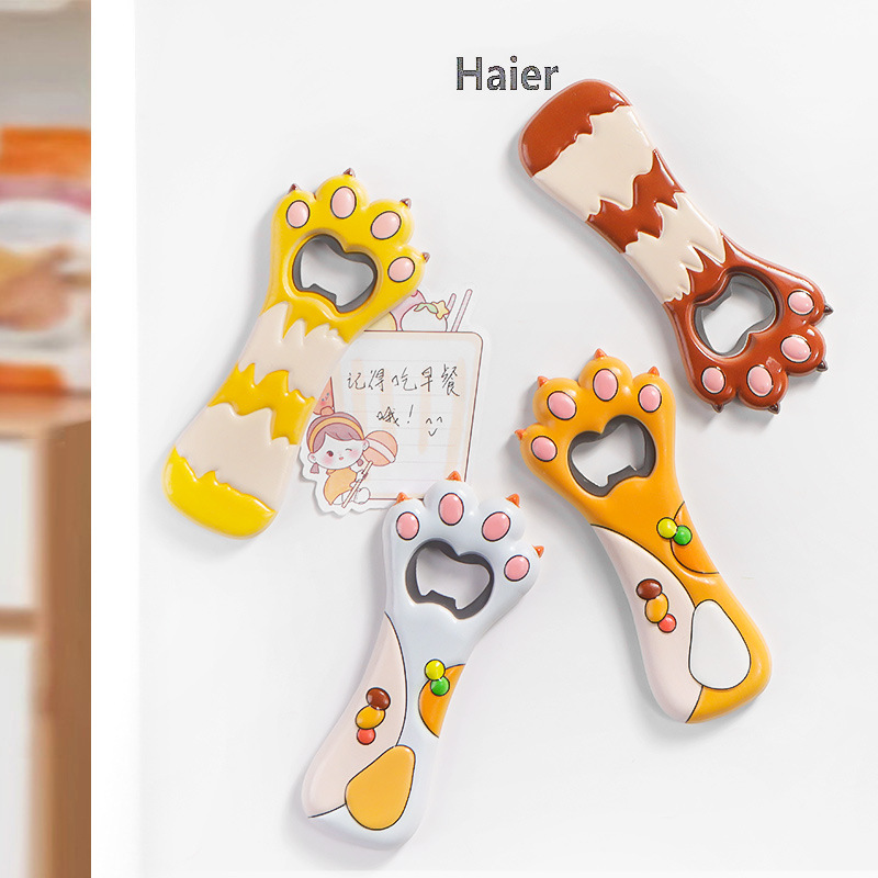 Beer Opener Fridge Applique Cat Paws Cute Cartoon Creative 3D Cubism Beer Opener Personality Home Décor-Taobao