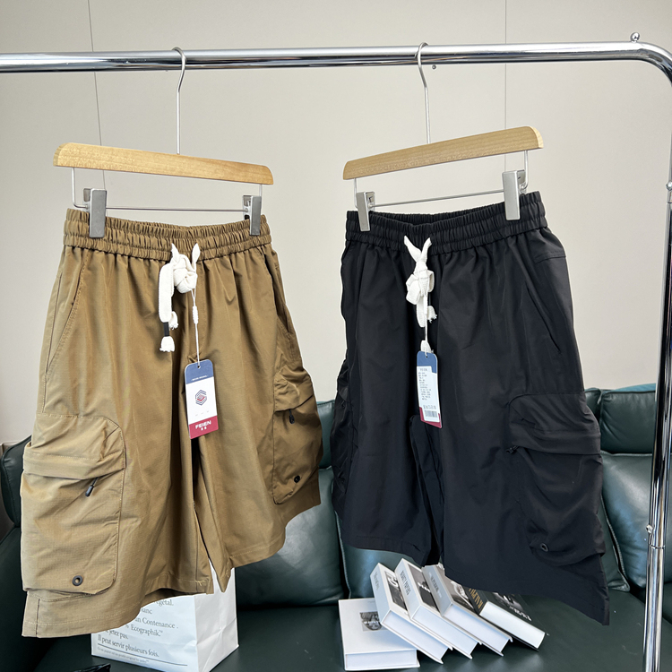 Functional Outdoor Mountain Style! Checkered Texture! Summer Men's Export Wear-Resistant, Tear-Resistant, Water-Repellent Work Shorts