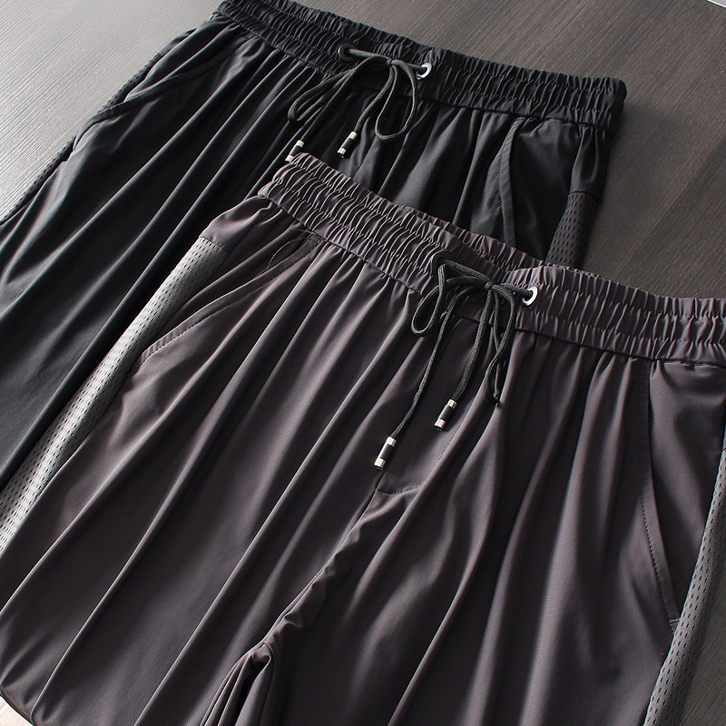 Ice Refreshing Tech Solid Cut Foreign Trade Men's Clothing Factory Cut Tailoring Tail Goods Summer Thin Sports Casual Pants Pants