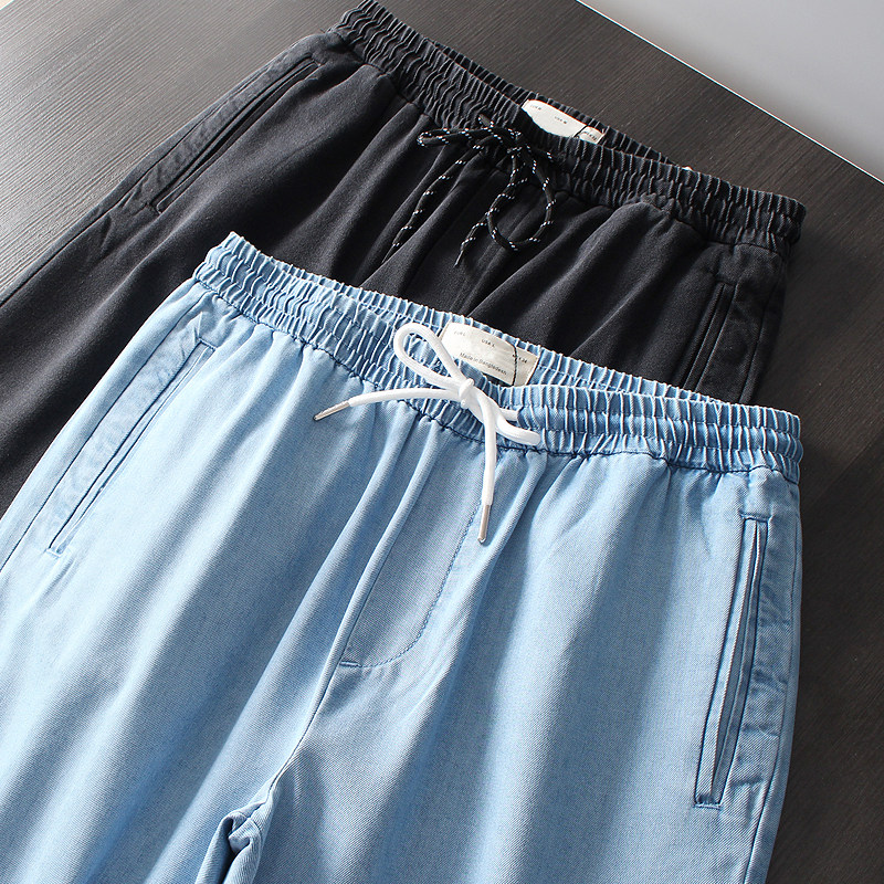 Natural Washing Soft Thin Denim Foreign Trade Men's Clothing Factory Cut Tail Goods Summer Men's Casual Pants